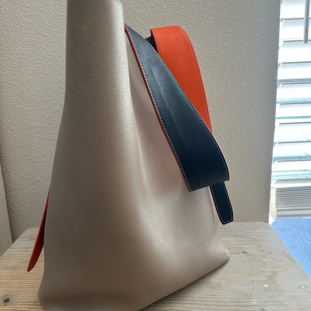 Celine Twisted Cabas Tote Multicolor Cream/Taupe -Work Tote Designer,Pre Worn